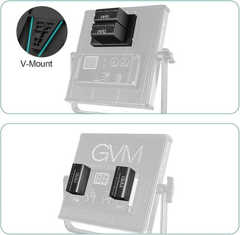 GVM NP-F970 6600mAh Batteries with Dual USB Charger and V-Mount Adapter, LCD Screen Display Charge Status of Each Battery, 2 Packs Portable Power for Camera Camcorder Broadcast Video Light in Saudi Arabia
