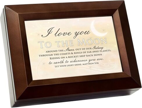 Cottage Garden Love You to The Moon Wood Finish Jewelry Music Box Plays All You Need is Love in Saudi Arabia