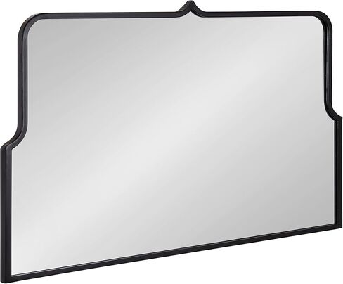 Kate and Laurel Gezella Vintage Wide Arched Mirror with Scalloped Frame for Wall Decor, 37x24, Black in Saudi Arabia