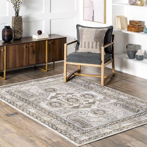 nuLOOM Alisha Traditional Perisan Machine Washable Area Rug, 5x8, Beige in Saudi Arabia