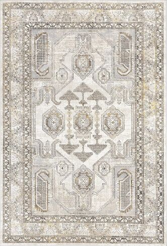 nuLOOM Alisha Traditional Perisan Machine Washable Area Rug, 5x8, Beige in Saudi Arabia