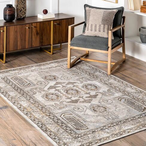 nuLOOM Alisha Traditional Perisan Machine Washable Area Rug, 5x8, Beige in Saudi Arabia