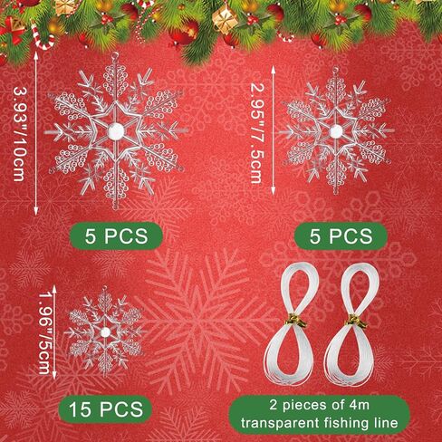 Magibag 39 قطعة كرات عيد الميلاد الكريستالية ندفة الثلج الحلي المعلقة شجرة عيد الميلاد زينة كرات زجاجية صغيرة ندفة الثلج لعيد الميلاد ديكور المنزل in Kuwait