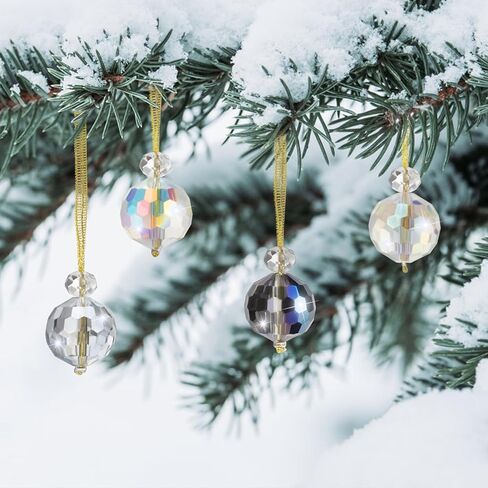 Magibag 39 قطعة كرات عيد الميلاد الكريستالية ندفة الثلج الحلي المعلقة شجرة عيد الميلاد زينة كرات زجاجية صغيرة ندفة الثلج لعيد الميلاد ديكور المنزل in Kuwait
