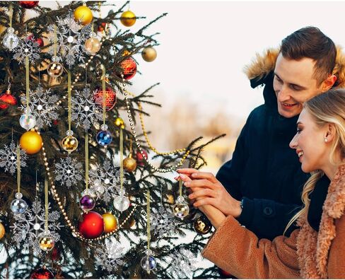 Magibag 39 قطعة كرات عيد الميلاد الكريستالية ندفة الثلج الحلي المعلقة شجرة عيد الميلاد زينة كرات زجاجية صغيرة ندفة الثلج لعيد الميلاد ديكور المنزل in Kuwait