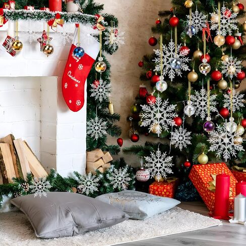 Magibag 39 قطعة كرات عيد الميلاد الكريستالية ندفة الثلج الحلي المعلقة شجرة عيد الميلاد زينة كرات زجاجية صغيرة ندفة الثلج لعيد الميلاد ديكور المنزل in Kuwait