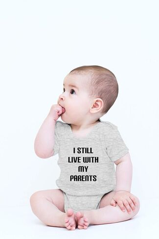 تي شيرت Crazy Bros I Still Live With My Parents مضحك ولطيف ومبتكر للرضع من قطعة واحدة in Kuwait