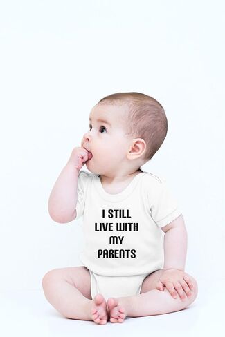 تي شيرت Crazy Bros I Still Live With My Parents مضحك ولطيف ومبتكر للرضع من قطعة واحدة in Kuwait