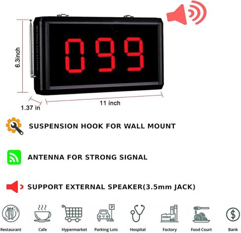Take a Number System, Indoor Wireless Queue Calling Waiting Number System, 3 Digits Display, 1 Display&1 Keypad in Kuwait
