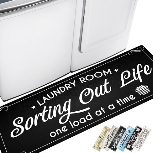 Laundry Room Rug Runner - 20" x 59" Non-Slip Rubber Backing Laundry Rugs for Laundry Room - Farmhouse Laundry Mat - Bathroom Laundry Room Decor - Laundry Room Mat for Floor (Dirty Looks) in Saudi Arabia
