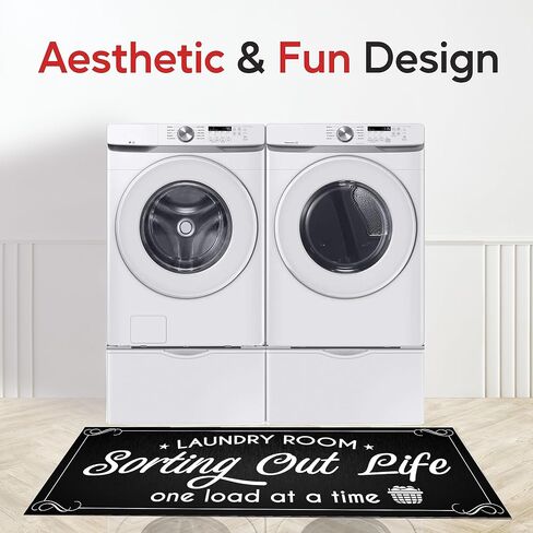 Laundry Room Rug Runner - 20" x 59" Non-Slip Rubber Backing Laundry Rugs for Laundry Room - Farmhouse Laundry Mat - Bathroom Laundry Room Decor - Laundry Room Mat for Floor (Dirty Looks) in Saudi Arabia
