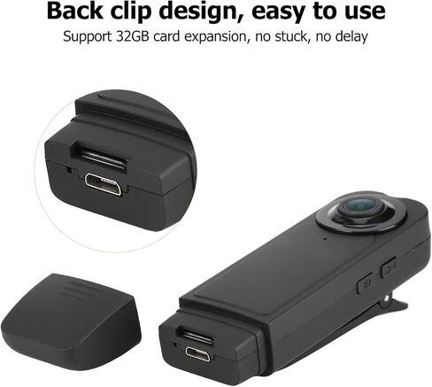 ASHATA Mini Body Camera, Auto Save HD 1920x1080P Small Body Camera Personal Pocket Video Camera, 32GB Back Clip Camera for Recording Law Enforcement with 6 Hours Battery Life in Saudi Arabia