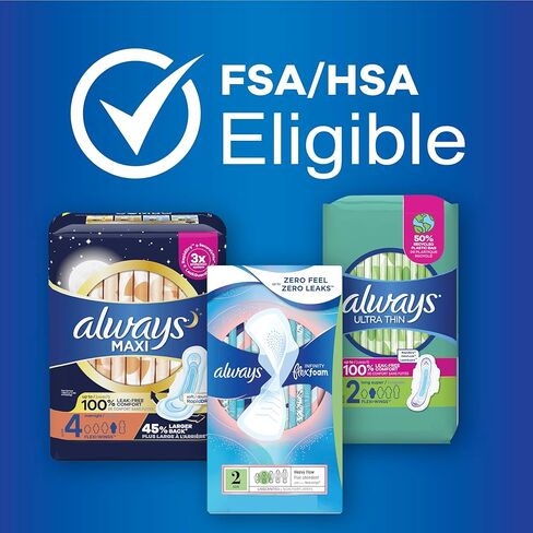 Always Maxi Feminine Pads for Women, Size 2 Long Super Absorbency, with Wings, Unscented, 60 Count in Saudi Arabia
