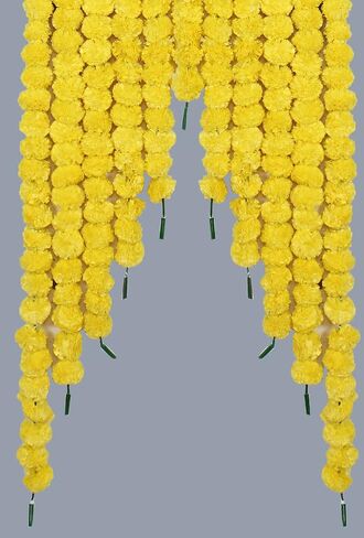 THE ART BOX 5 Pcs - 4.5 Feet Orange Artificial Marigold Garlands Halloween Diwali Decorations Wedding Fake Flowers Strands Fall Hanging Christmas India Festival Decor in Kuwait