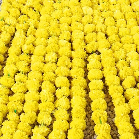 THE ART BOX 5 Pcs - 4.5 Feet Orange Artificial Marigold Garlands Halloween Diwali Decorations Wedding Fake Flowers Strands Fall Hanging Christmas India Festival Decor in Kuwait