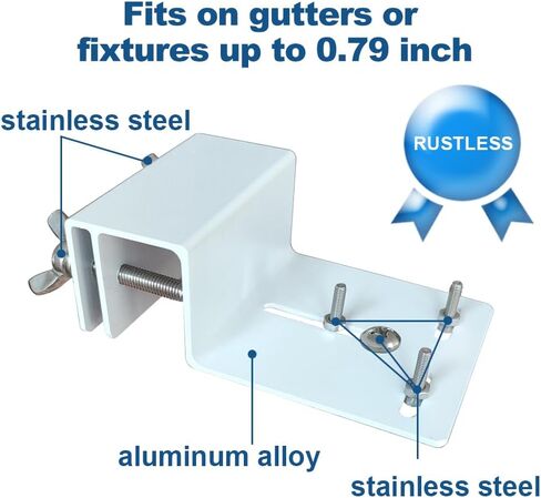 DIANMU Rustfree Gutter Mount لـ WYZE Cam Pan v3، Wyze Cam OG، Wyze Battery Cam Pro، Blink Outdoor 4 (الجيل الرابع)/(الجيل الثالث) الكاميرا (عبوتان، أبيض) - دعامات مزراب من سبائك الألومنيوم المقاومة للطقس - بدون حفر in Kuwait