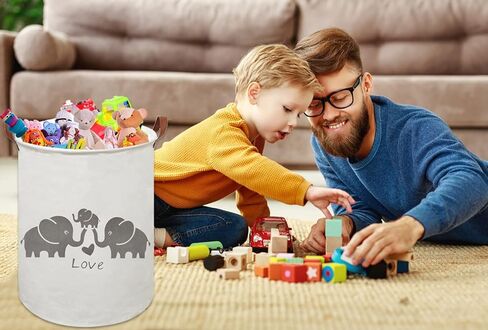 HIYAGON Baby Laundry Basket,Kids Hamper with Drawstring Cover,Cute Toy Storage Bin Nursery Hamper Safari Room Decor for Home(Baby hamper) in Kuwait