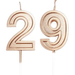 29th & 92nd Birthday Candles Number 29 92 Cake Topper Happy Birthday Decoration for Women Men Girls Boys Party Wedding Anniversary Celebration (Silver)