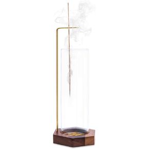 Incense Holder for Sticks, Incense Burner with Removable Glass Bottle Ash Catcher, Anti-Wind Incense Sticks Holder for Home Decor Yoga Meditation in Kuwait