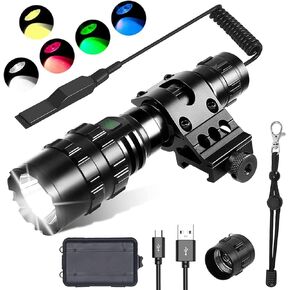 DBFWHNO Tactical Flashlight, 3000LM Super Bright Flashlight Rechargeable USB Flashlight 5 Modes IP65 Waterproof Tactical Flash Light for Outdoor Hunting Camping in Saudi Arabia