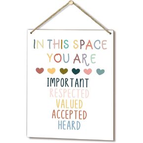 لوحة خشبية تحفيزية مقاس 8 × 10 بوصة معلقة على الحائط، في هذا الفضاء أنت، علامة خشبية ملونة للصحة العقلية هدية فنية لتزيين الجدران في الفصول الدراسية والمكتب والدراسة في غرفة النوم - 06 in Kuwait