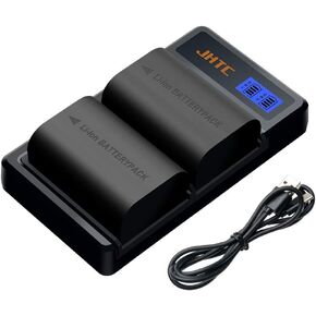 JHTC LP-E6 Rechargeable Battery Pack (2pack) and Dual USB LED Charger, Compatible with Canon LP-E6, LP-E6N and Canon EOS 7D, 7D Mark II,EOS 60D,EOS 60Da, EOS 70D, EOS 80D,EOS R,XC10,XC15 in Kuwait
