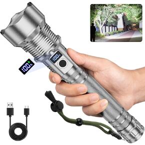NiaoChao Flashlights High Lumens Rechargeable, 900000 Lumens Brightest LED FlashLight, 10000 Large Capacity, 5 Modes, IPX7 Waterproof, Powerful Flash light with LCD Display for Camping Home Gift in Saudi Arabia
