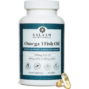 Salaam Nutritionals Halal Fish Oil, Burpless, Omega 3 DHA+ EPA 2,000mg for Heart, Eye, Brain and Joint Health. in Kuwait