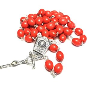 Genuine Virgin Mary Our Lady of Lourdes مسبحة المياه المقدسة من Lourdes Centerpiece EU Made Birchwood beads: 3/8" x 1/4" طول المسبحة: 22" المقاس: الصليب (H X W) : 1.75" x 0.75" in Kuwait