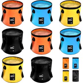 Tessco for you 8 Pcs Collapsible Bucket with Handle 5 Gallon Folding Bucket Portable Wash Basin 20 L Camp Water Container for Outdoor Beach Fishing Hiking Traveling Gardening Car Washing in Kuwait