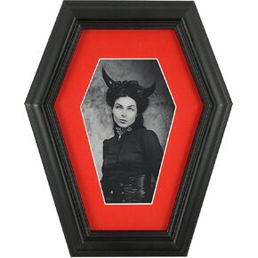 Dravira Coffin Picture Frame - Creepy Gothic Home Decor - Black 4x6 for Wall or Tabletop - HD Plexiglass front - Now with Devil Lady Photo included! in Saudi Arabia