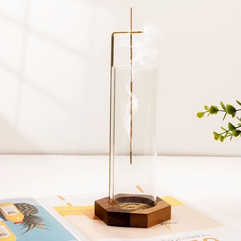 Incense Holder for Sticks, Incense Burner with Removable Glass Bottle Ash Catcher, Anti-Wind Incense Sticks Holder for Home Decor Yoga Meditation in Kuwait