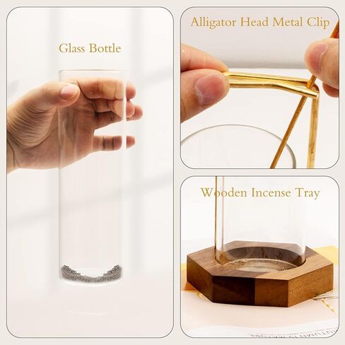Incense Holder for Sticks, Incense Burner with Removable Glass Bottle Ash Catcher, Anti-Wind Incense Sticks Holder for Home Decor Yoga Meditation in Kuwait