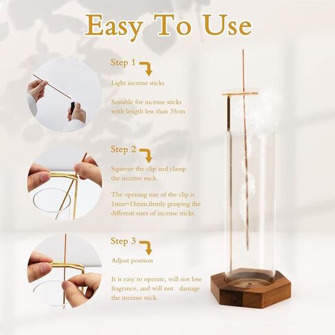 Incense Holder for Sticks, Incense Burner with Removable Glass Bottle Ash Catcher, Anti-Wind Incense Sticks Holder for Home Decor Yoga Meditation in Kuwait