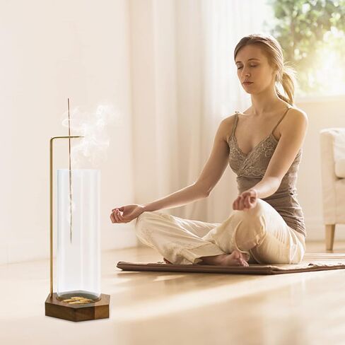 Incense Holder for Sticks, Incense Burner with Removable Glass Bottle Ash Catcher, Anti-Wind Incense Sticks Holder for Home Decor Yoga Meditation in Kuwait