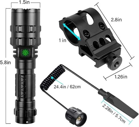 DBFWHNO Tactical Flashlight, 3000LM Super Bright Flashlight Rechargeable USB Flashlight 5 Modes IP65 Waterproof Tactical Flash Light for Outdoor Hunting Camping in Saudi Arabia
