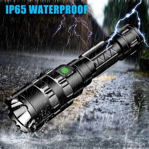 DBFWHNO Tactical Flashlight, 3000LM Super Bright Flashlight Rechargeable USB Flashlight 5 Modes IP65 Waterproof Tactical Flash Light for Outdoor Hunting Camping in Saudi Arabia