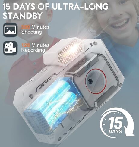 Omzer Digital Camera for Photography Video - 4K Vlogging 48MP Cameras with 2.8" Screen - Compact and Portable for Kids Teens Beginners - 18X Zoom Point & Shoot Camara - Include 32G Sd Card - White in Kuwait