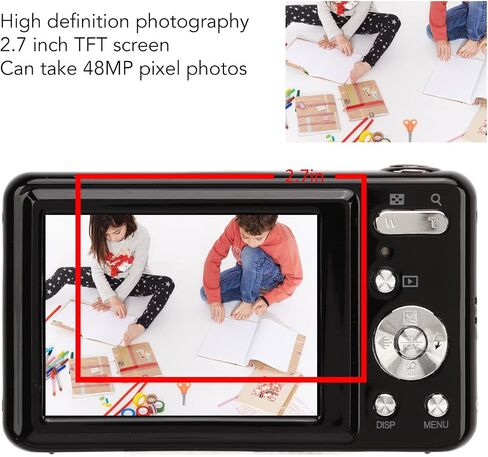 1080P Digital Camera for Photography, 2.7in Screen 48MP Vlogging Camera with SD Card, 8X Zoom Portable Digital Camera, with Wrist Strap and Fill Light for Traveling in Saudi Arabia
