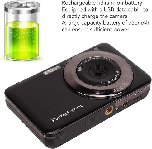 1080P Digital Camera for Photography, 2.7in Screen 48MP Vlogging Camera with SD Card, 8X Zoom Portable Digital Camera, with Wrist Strap and Fill Light for Traveling in Saudi Arabia