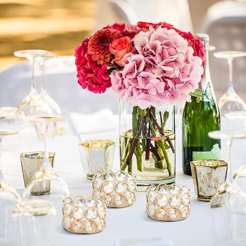 12 Pieces Crystal Votive Candle Holder Elegant Tealight Candle Holders Decorative Gold Candle Holders Centerpiece Holders Wedding Centerpieces Candles for Wedding Home Party Decor (Candle Excluded) in Saudi Arabia