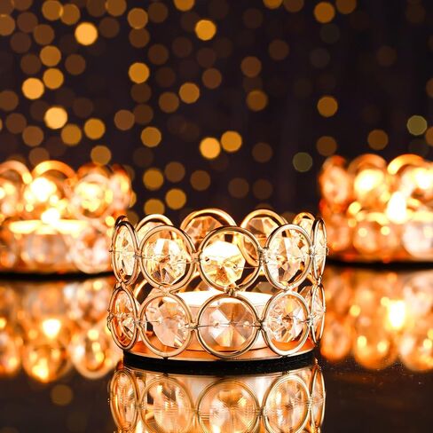 12 Pieces Crystal Votive Candle Holder Elegant Tealight Candle Holders Decorative Gold Candle Holders Centerpiece Holders Wedding Centerpieces Candles for Wedding Home Party Decor (Candle Excluded) in Saudi Arabia