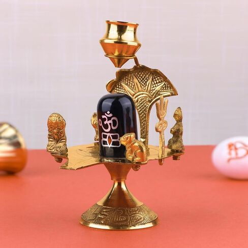 SATVIK Brass Shivalingam Shri Kartikey Shri Ganesh Mata Parvati Shri Nandi Sampoorna Shiv Parivaar with Trishul and Water Pouring Lota (9 INCH.) in Saudi Arabia