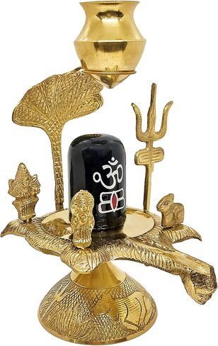SATVIK Brass Shivalingam Shri Kartikey Shri Ganesh Mata Parvati Shri Nandi Sampoorna Shiv Parivaar with Trishul and Water Pouring Lota (9 INCH.) in Saudi Arabia
