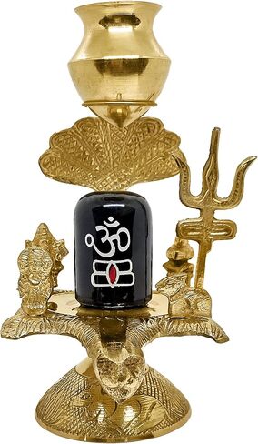 SATVIK Brass Shivalingam Shri Kartikey Shri Ganesh Mata Parvati Shri Nandi Sampoorna Shiv Parivaar with Trishul and Water Pouring Lota (9 INCH.) in Saudi Arabia