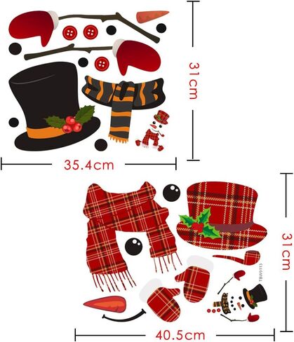 2Ps ملصقات عيد الميلاد ويندوز الثلاجة رجل الثلج لطيف مضحك الثلاجة ملصقات الحائط رجل الثلج الشارات خزانة الزجاج ملصقات الديكور القابل للإزالة ملصقات الحائط لديكورات عيد الميلاد المنزلية in Kuwait