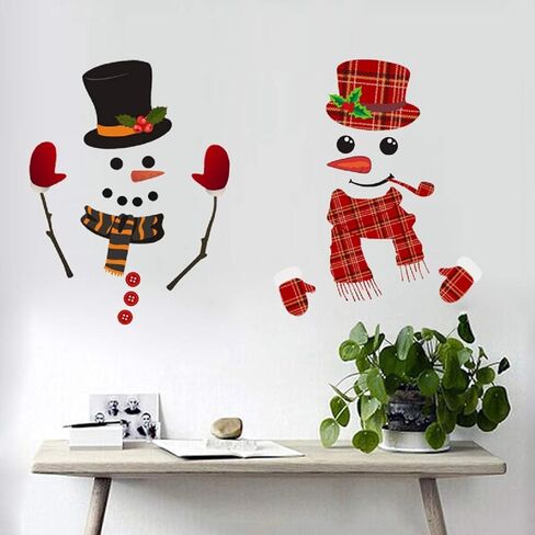 2Ps ملصقات عيد الميلاد ويندوز الثلاجة رجل الثلج لطيف مضحك الثلاجة ملصقات الحائط رجل الثلج الشارات خزانة الزجاج ملصقات الديكور القابل للإزالة ملصقات الحائط لديكورات عيد الميلاد المنزلية in Kuwait