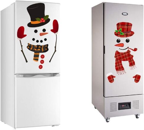 2Ps ملصقات عيد الميلاد ويندوز الثلاجة رجل الثلج لطيف مضحك الثلاجة ملصقات الحائط رجل الثلج الشارات خزانة الزجاج ملصقات الديكور القابل للإزالة ملصقات الحائط لديكورات عيد الميلاد المنزلية in Kuwait
