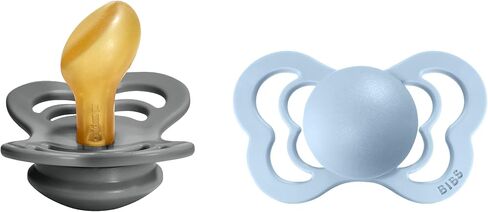 BIBS Pacifiers - Couture Collection | BPA-Free Baby Pacifier | Made in Denmark | Set of 2 Iron/Baby Blue Color Premium Soothers | Size 6-18 Months in Saudi Arabia
