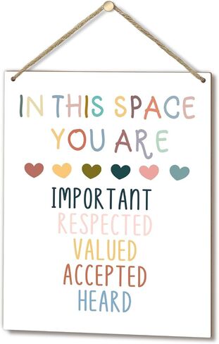 لوحة خشبية تحفيزية مقاس 8 × 10 بوصة معلقة على الحائط، في هذا الفضاء أنت، علامة خشبية ملونة للصحة العقلية هدية فنية لتزيين الجدران في الفصول الدراسية والمكتب والدراسة في غرفة النوم - 06 in Kuwait